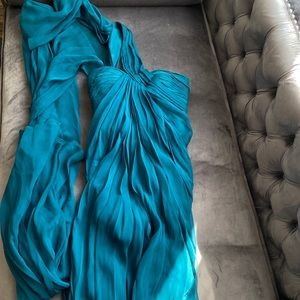 MARCHESA NOTTE Embellished Long Gown Emerald